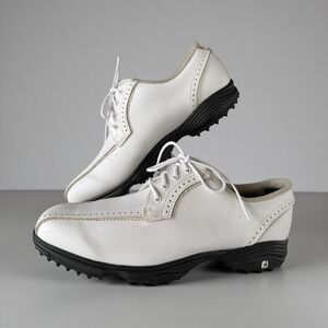 FootJoy GreenJoys 48414 Women's White Leather Golf Shoes Spikes Size 8M